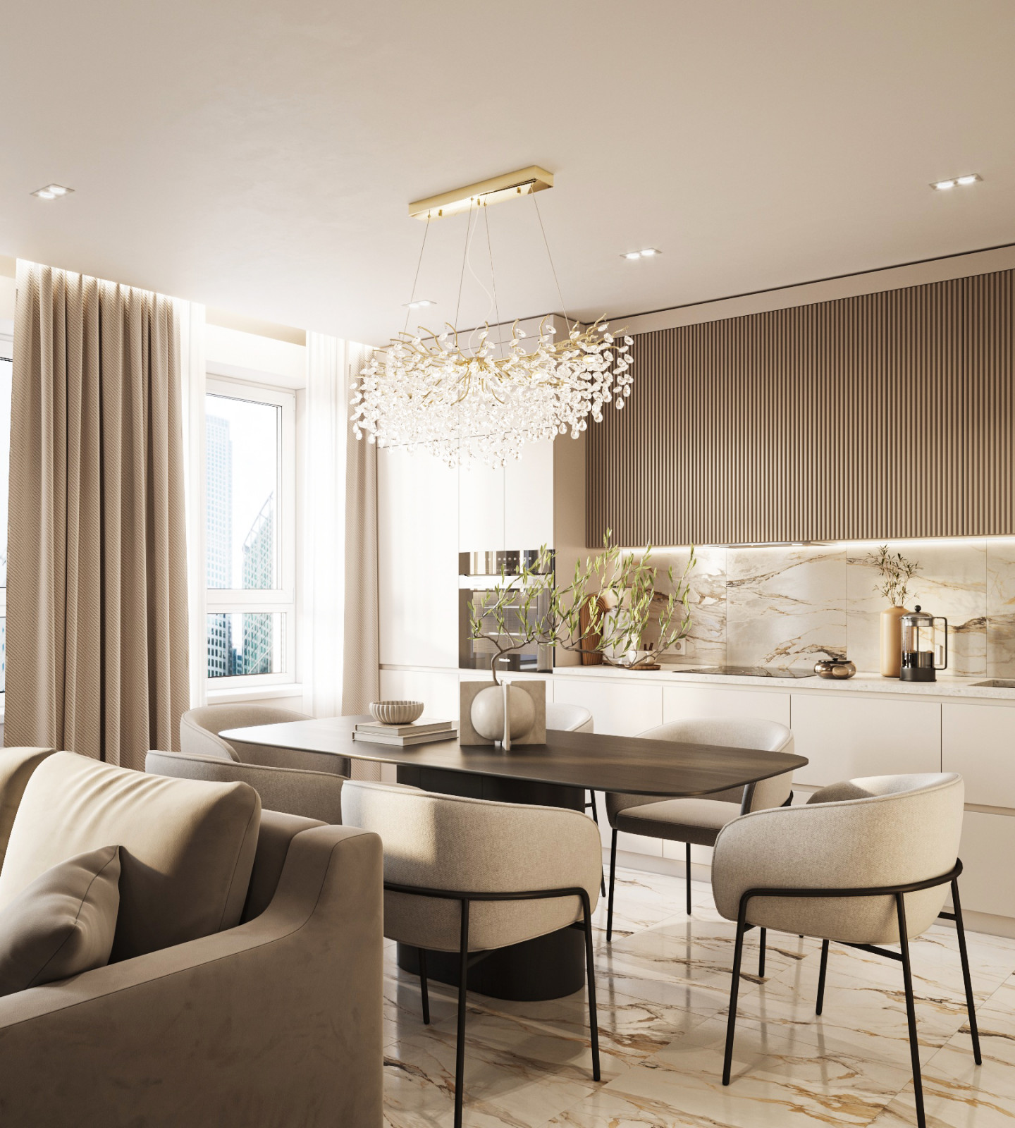 Бежевая гостиная