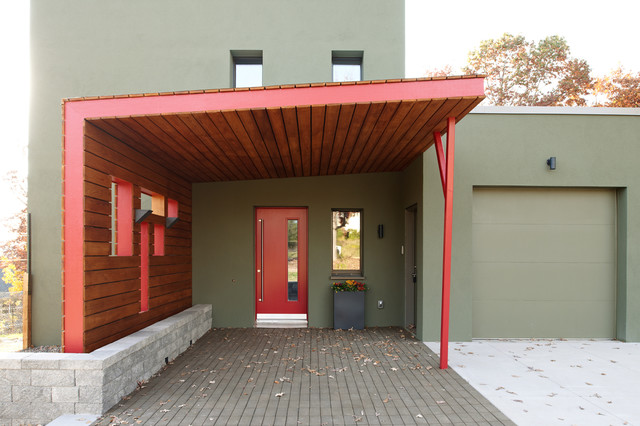 Covered entry moderne-hus-og-facade