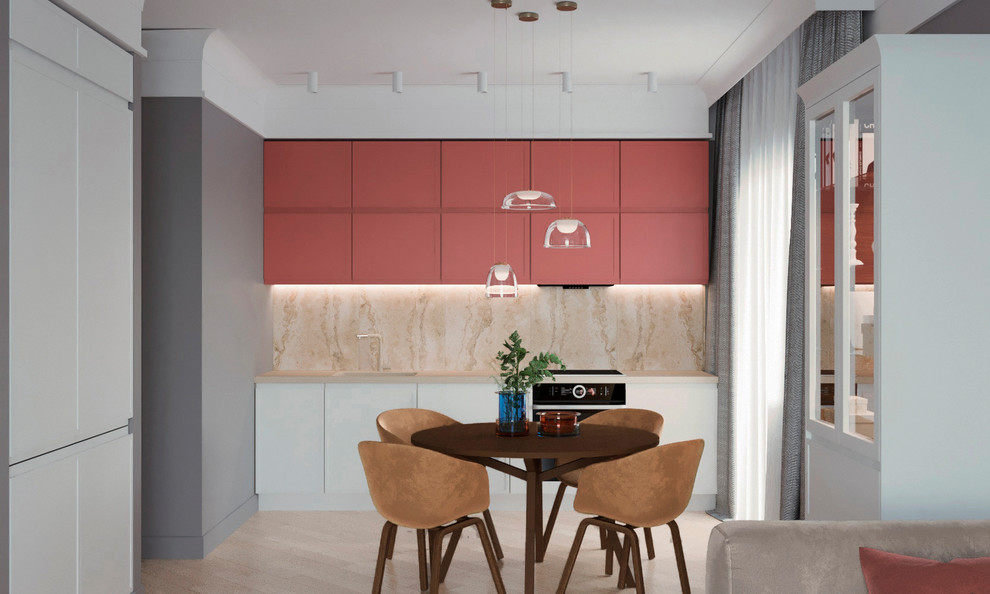 Кухня-гостиная с яркими акцентами