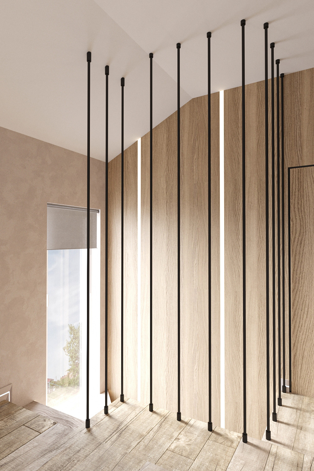 Современные оттенки серого и уютного дерева)