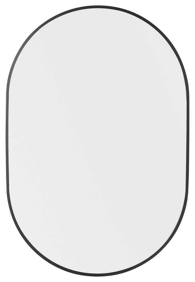 24" x 42" Oval Framed Wall Mounted Bathroom Vanity Mirror Transitional Bathroom Mirrors by