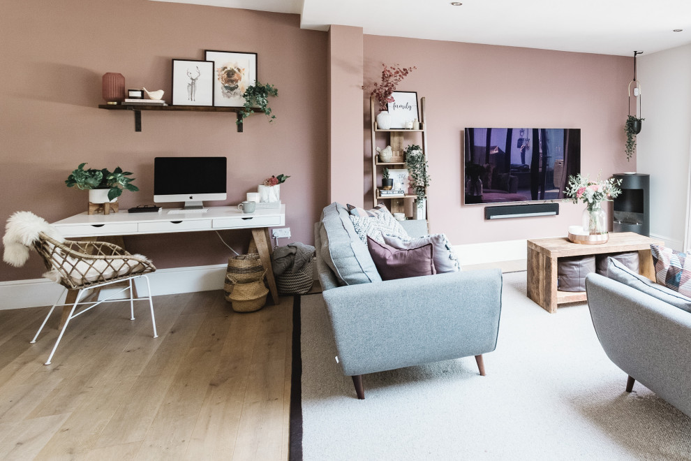Design ideas for a large scandinavian living room in Buckinghamshire.
