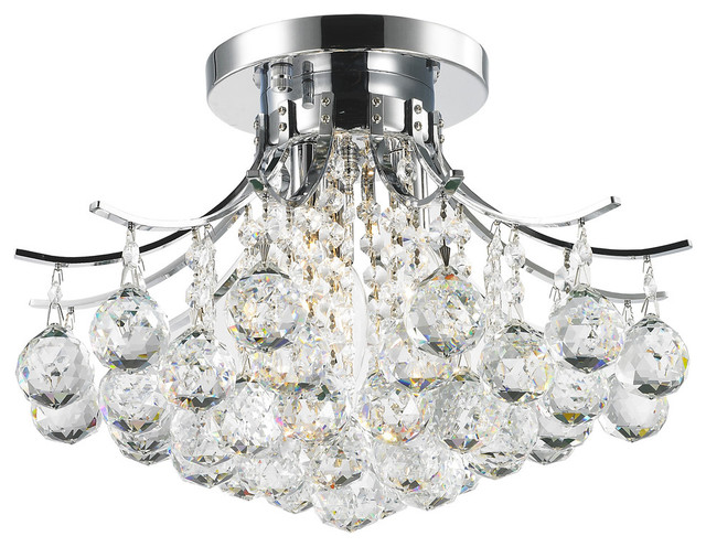 French Empire 3 Light Chrome Finish With Faceted Crystal Ball Flush French Empire 3 Light Chrome Finish With Faceted Crystal Ball Flush Mount 16