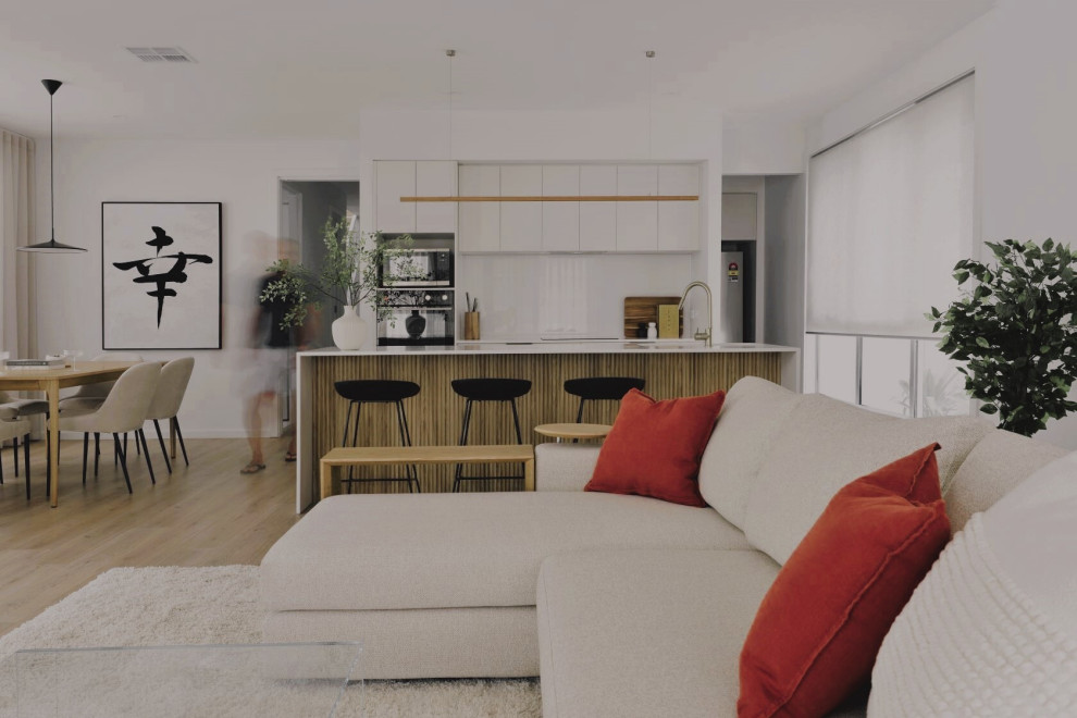 Design ideas for a contemporary living room in Adelaide.