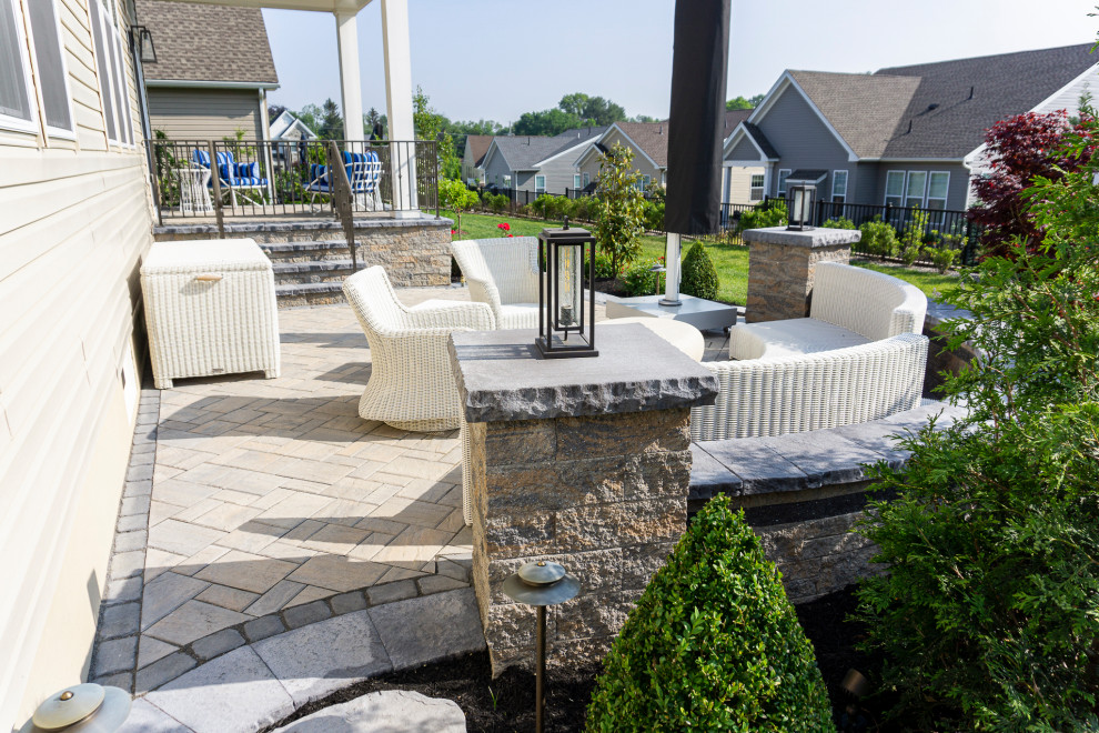 Freehold, NJ: Rear Paver Porch & Paver Patio Installation with Landscaping