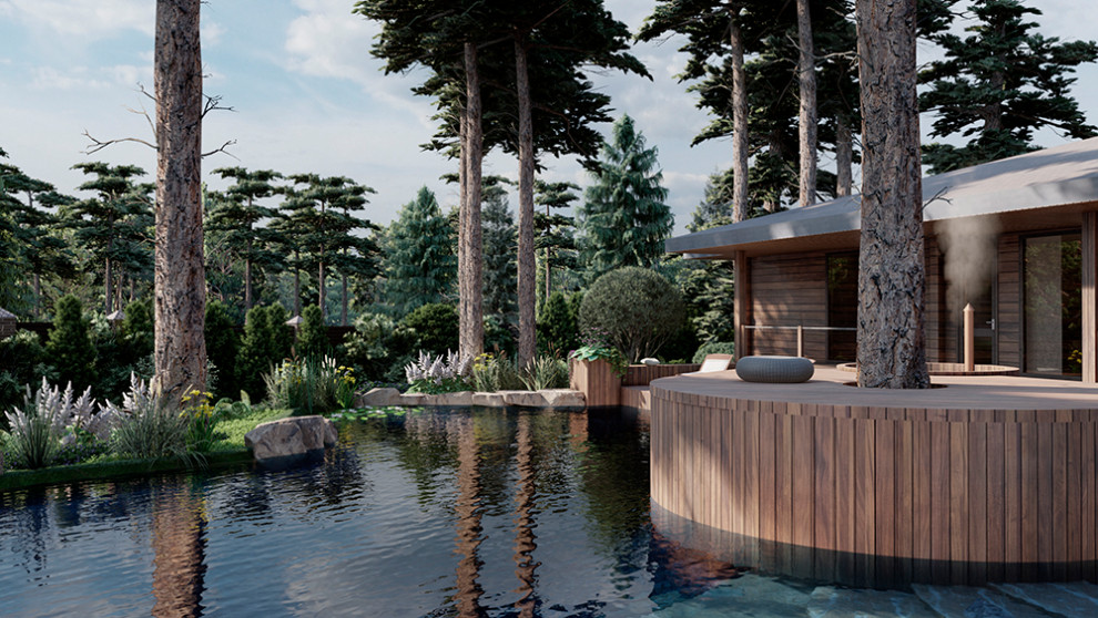 Концепция благоустройства и озеленения частной территории с водоёмом