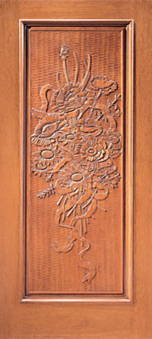 Hand Carved 1-Panel Single Door in Mahogany
