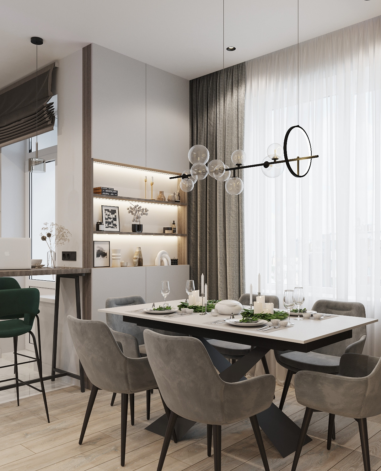 Современная кухня-столовая ЖК Аристократ