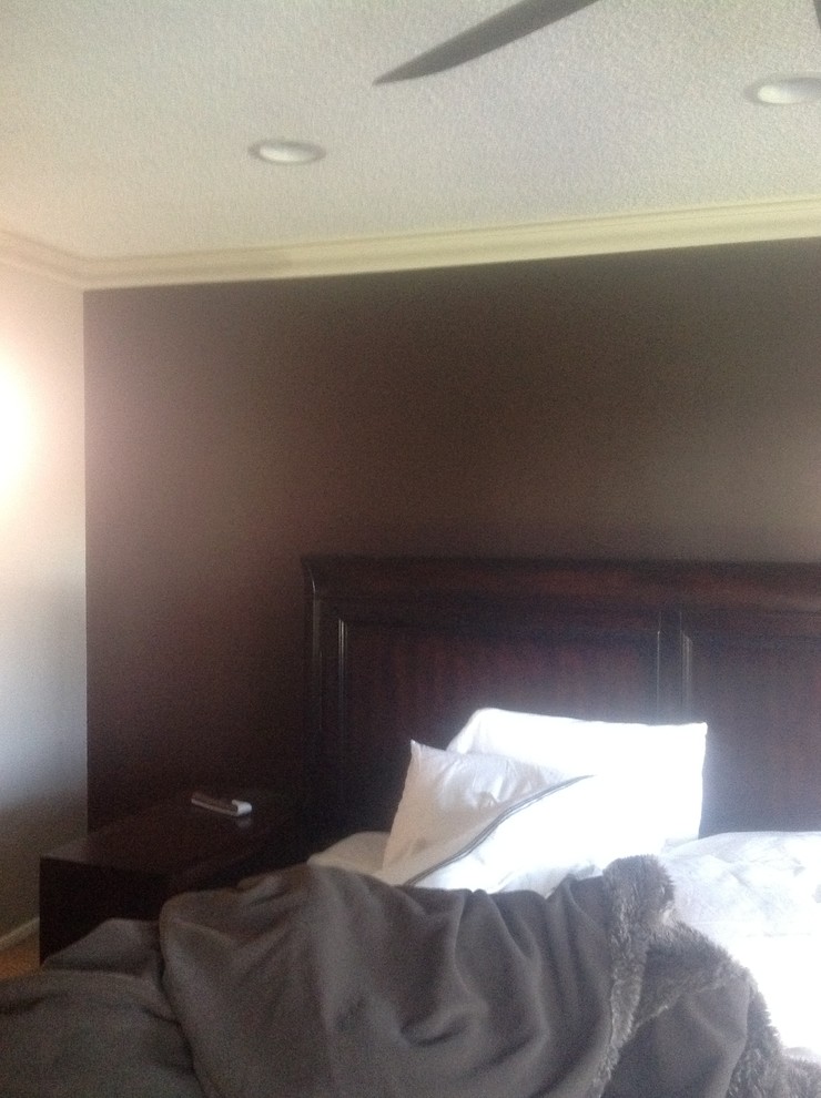 Master bedroom painted in Benjamin Moore pearl finish, gasp!