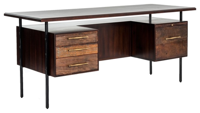 Lauren Reclaimed Wood Executive Desk Rustic Desks And Hutches