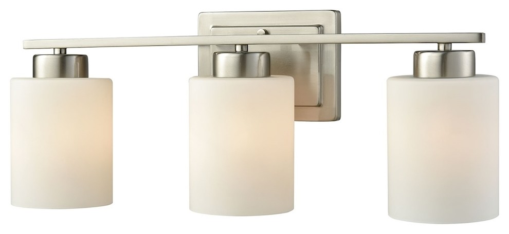 Summit Place 3-Light for the Bath, Brushed Nickel With Opal White Glass