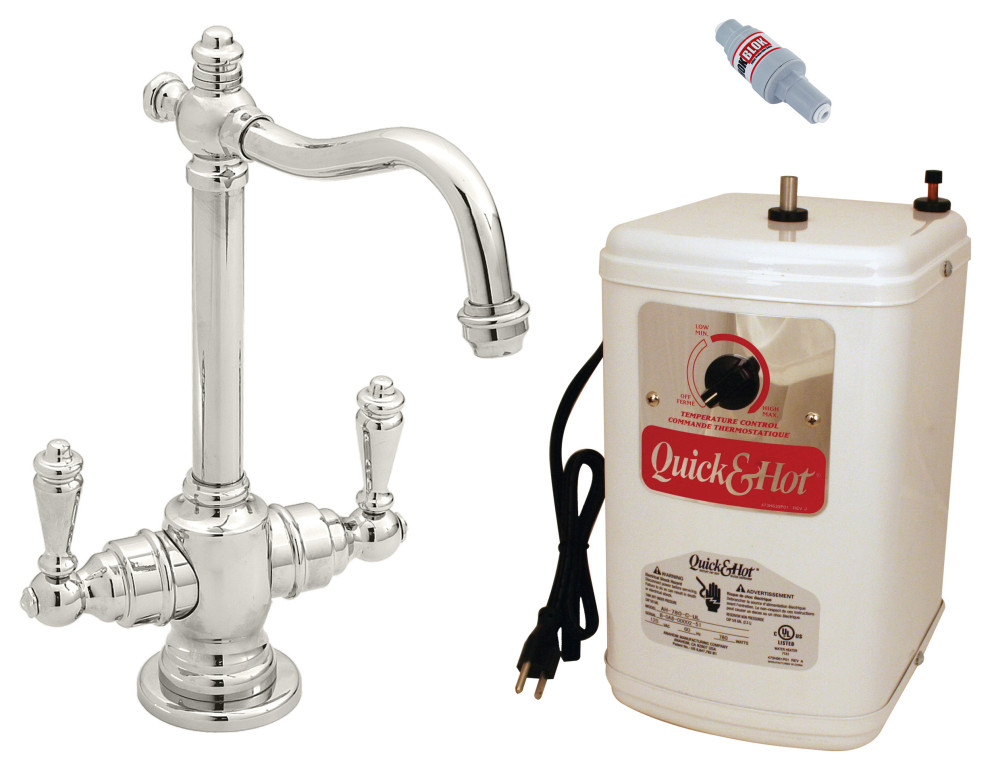 Victorian 9" Hot And Cold Water Dispenser And Tank In Polished Nickel