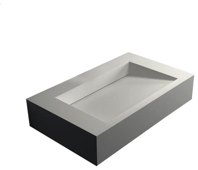 ADM Rectangular Wall Mounted Sink, White, 24" Contemporary Bathroom