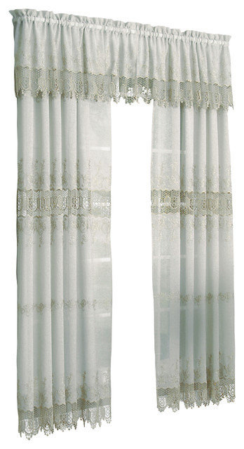 Anna Maria Embroidered Faux Linen Macram Traditional Curtains