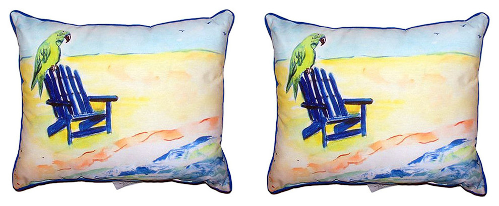 Pair of Betsy Drake Parrot & Chair Small Pillows 11X 14