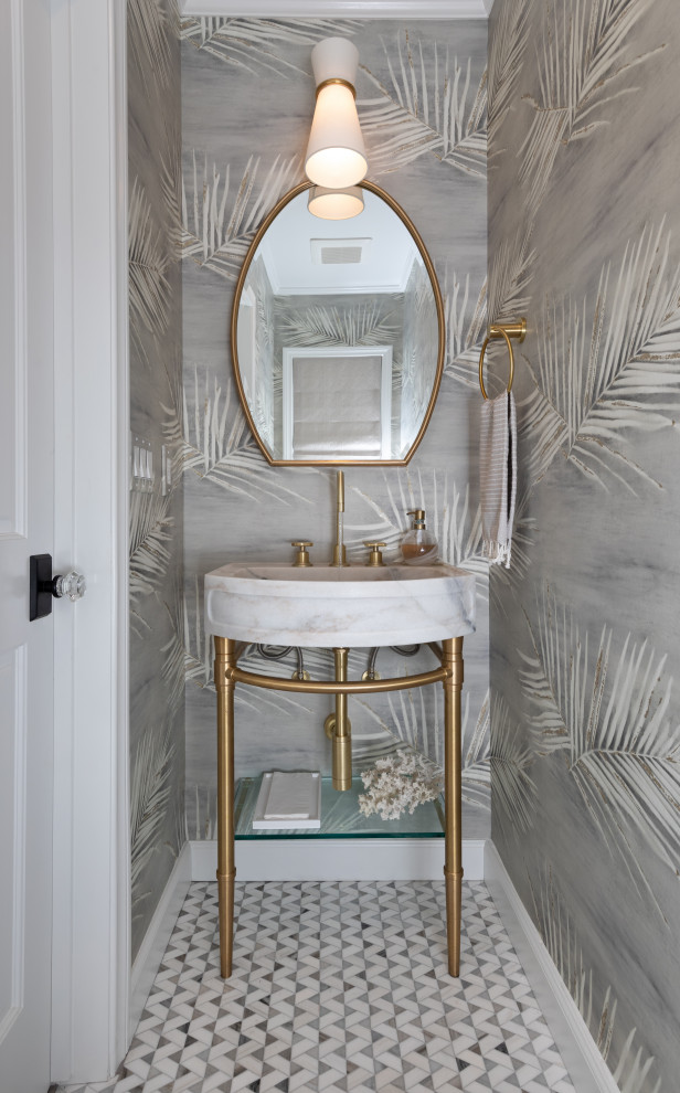 Inspiration for a transitional powder room in Los Angeles.