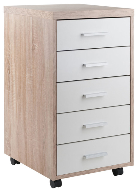 Winsome Kenner Mobile Storage Cabinet With 5 Drawers Reclaimed