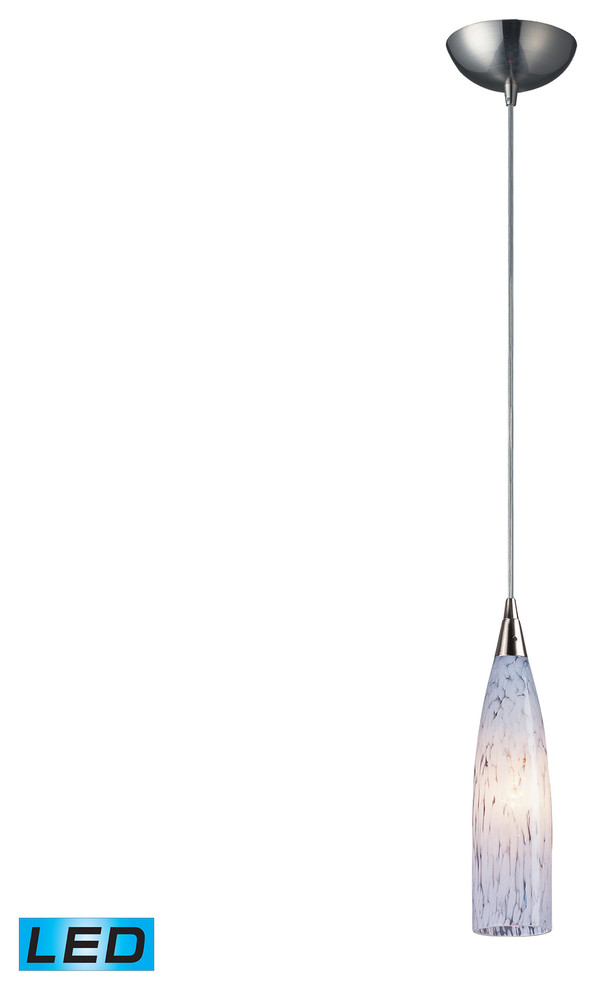 Lungo LED 1-Light Pendant in Satin Nickel and Snow White Glass