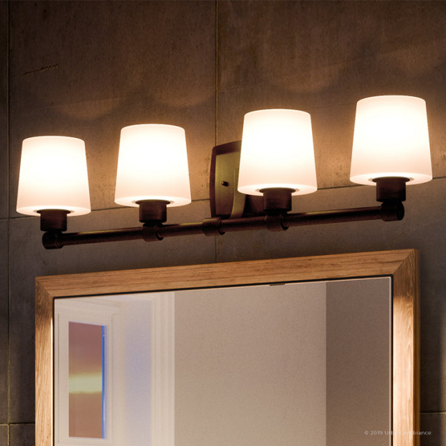 Luxury Industrial Chic Bathroom Vanity Light, 30.375, Olde Bronze Finish Transitional
