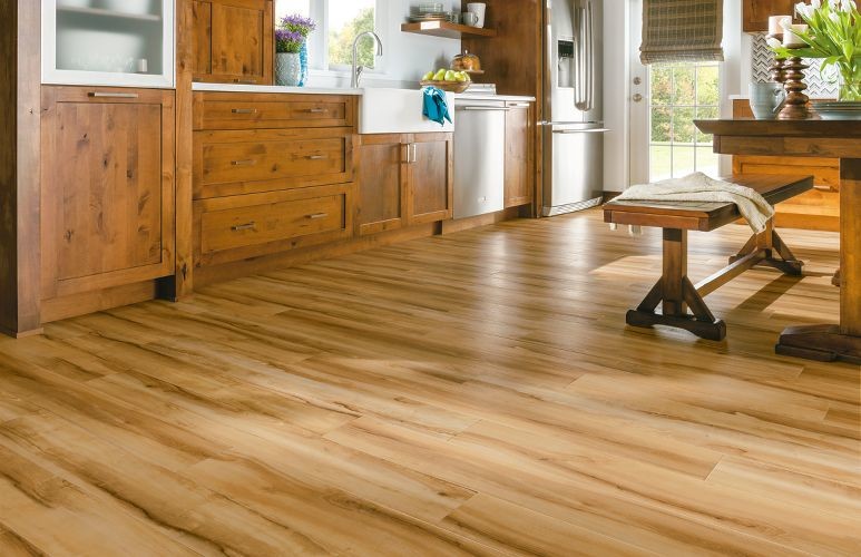Kitchen - transitional vinyl floor kitchen idea in Detroit