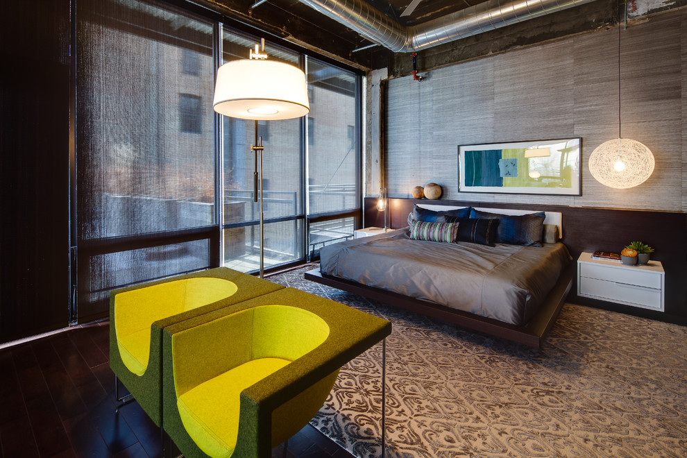 Design ideas for an industrial bedroom in Minneapolis.