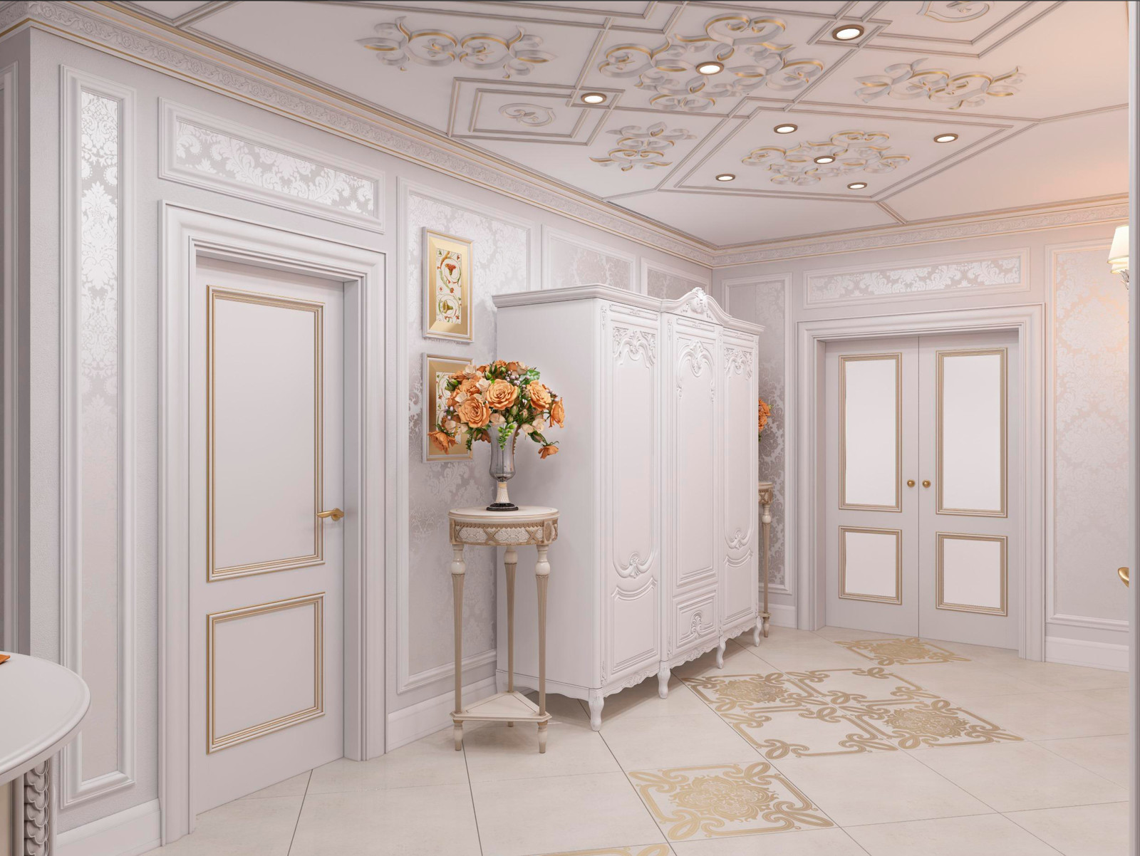 Классический интерьер с элементами греческого стиля