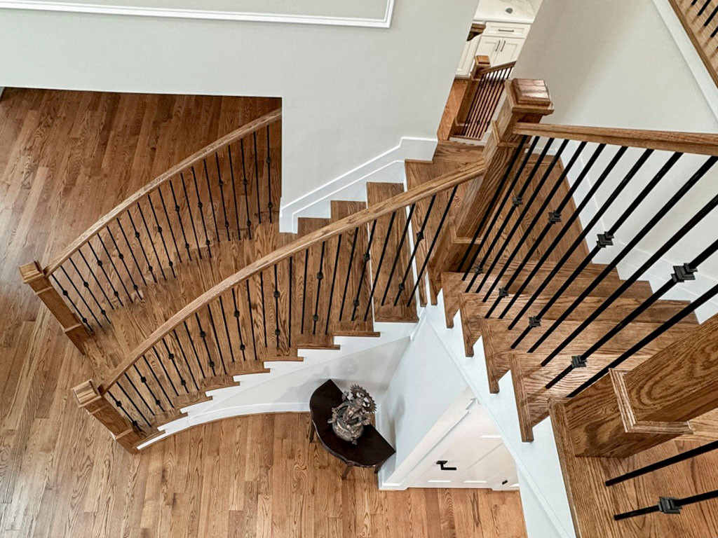117_Distinct Oak Staircase with Iron Balusters & Oak Rail Profile, Chantilly VA