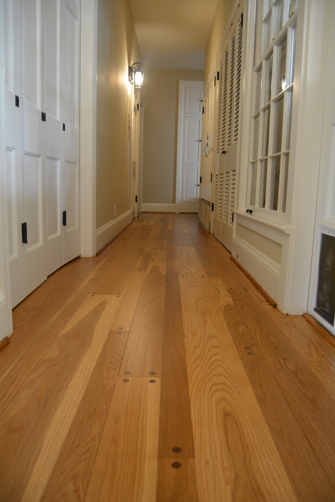 Random Width White Oak Floors With Walnut Pegs Refinished With