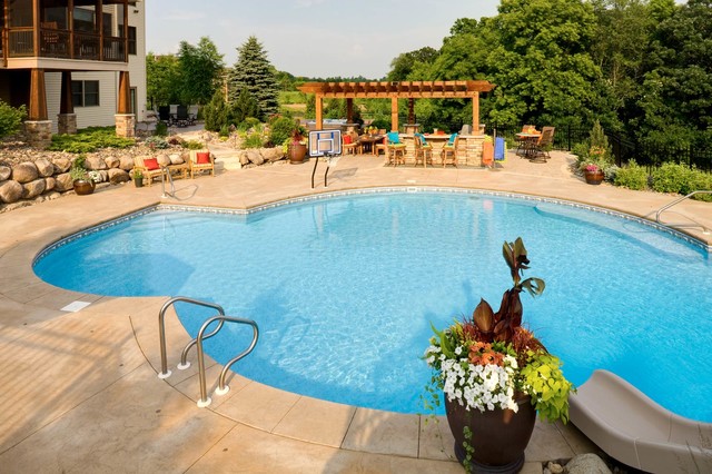 Resort Style Backyard Swimming Pools Pool Minneapolis By