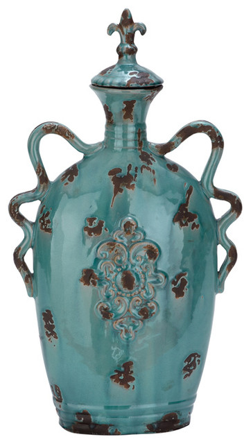 Casa Cortes Crete Turquoise Ceramic Jar Vase