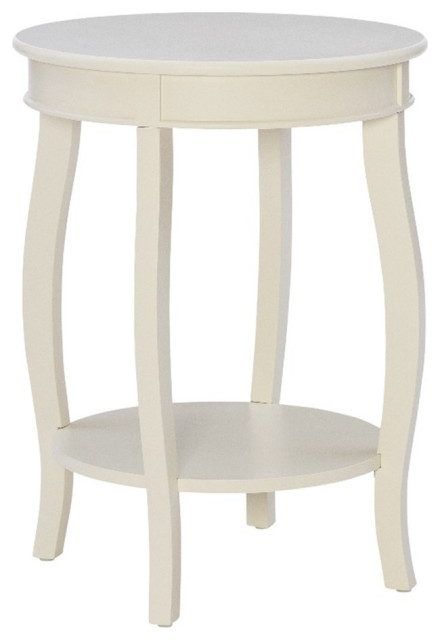 Linon Wren Wood Accent End Table in Off White