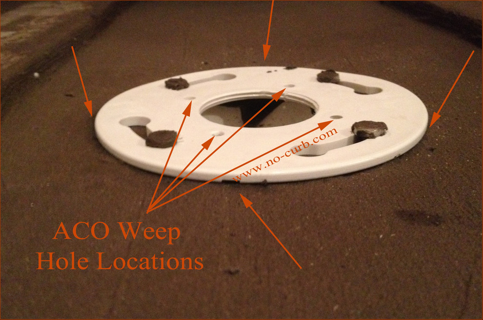 Showcasing the Weep Hole Locations on ACO's clamping Drain