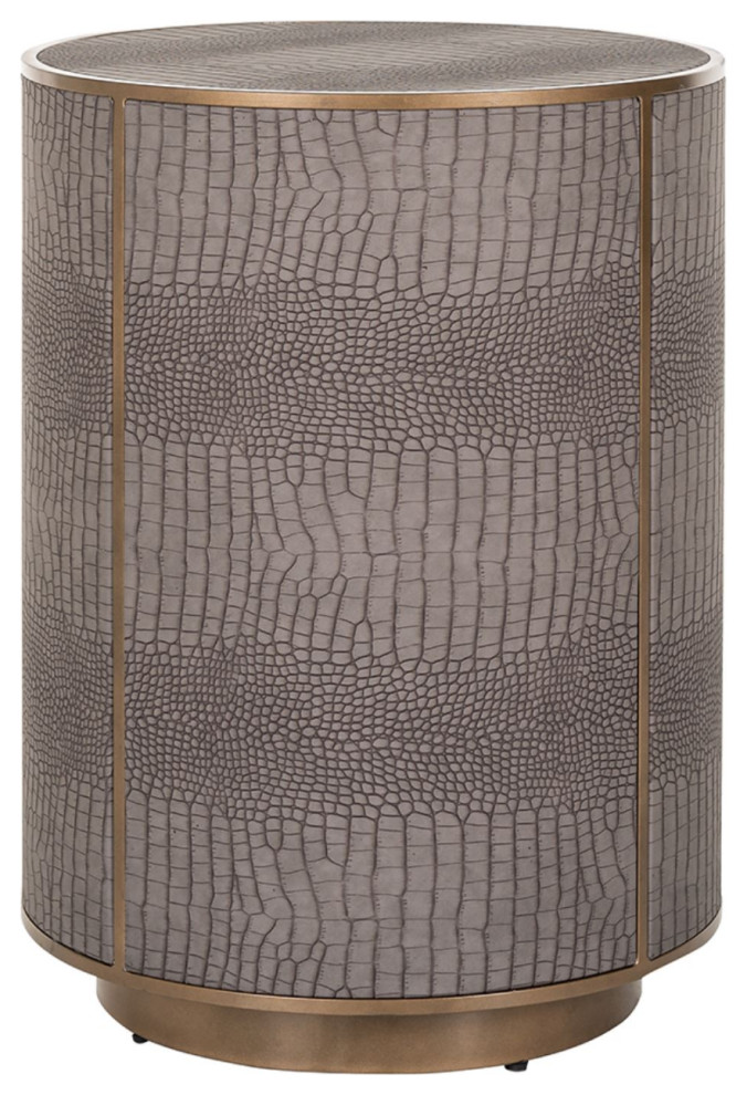 Cylindrical Leather End table OROA Classio Contemporary Side