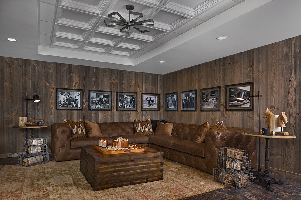 Design ideas for a country family room in Detroit.