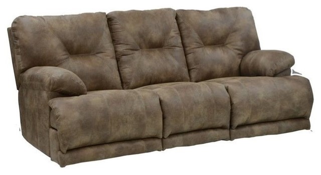 Catnapper Voyager Power Lay Flat Reclining Sofa in Brandy Brown Fabric
