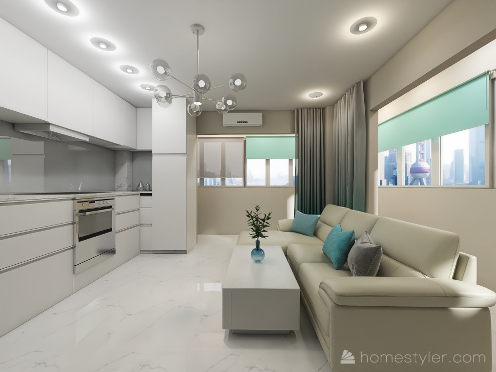 Гостиная на 9 этаже с видом на город (вариант 1)