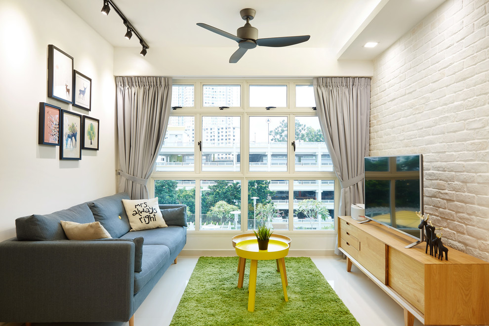 Transitional living room in Singapore.
