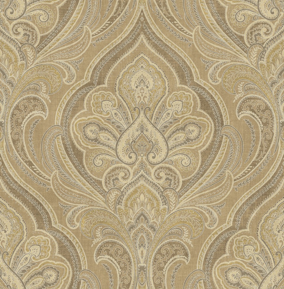 Elaborate Paisley Wallpaper in Gilded RN70712 from Wallquest