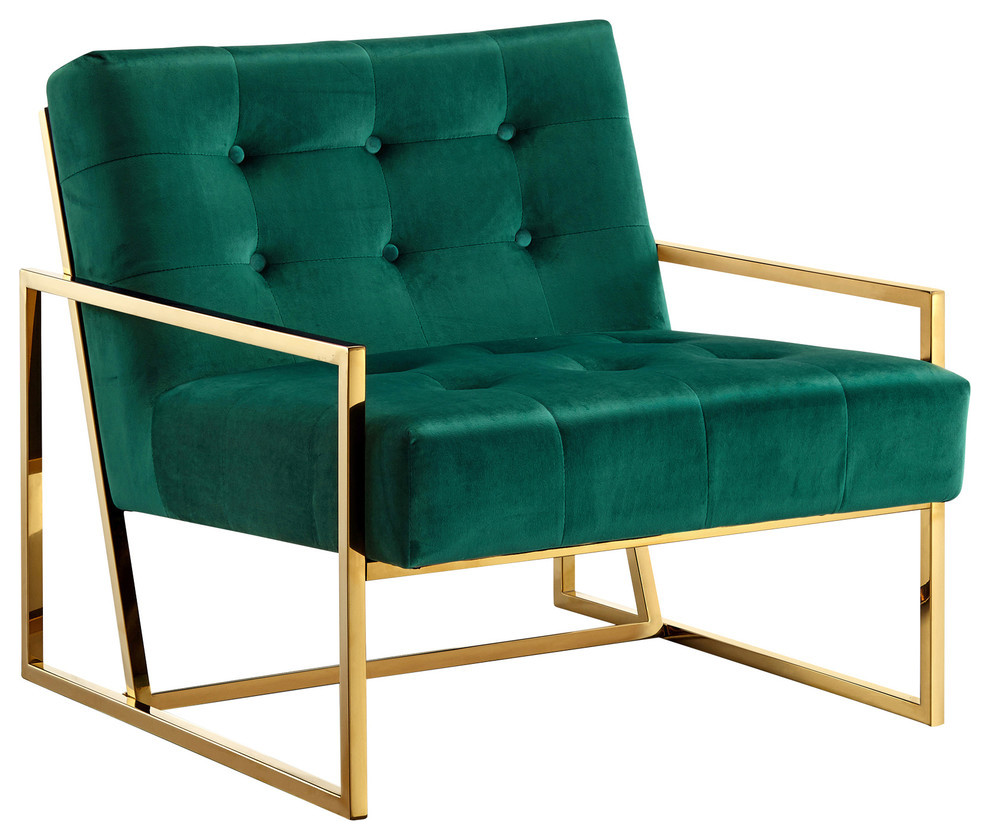 Pierre Velvet Upholstered Accent Chair, Green