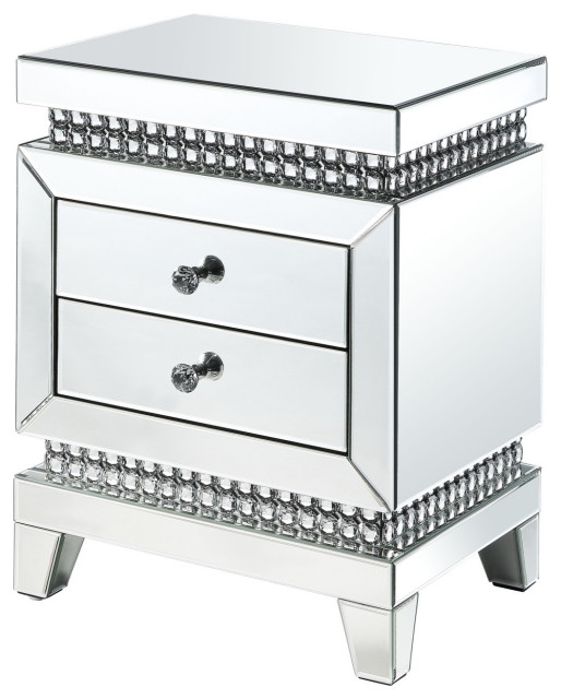 Ergode Accent Table Mirrored and Faux Crystals Inlay Contemporary Side Tables And End Tables