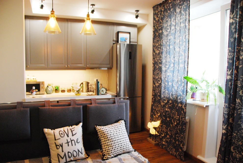 Кухня-гостиная в скандинавском стиле "Туманный Петербург"