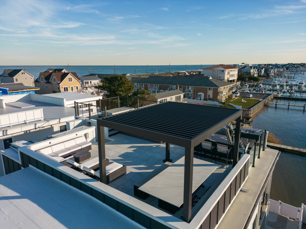 Sea Bright, NJ: Rooftop Installation (Outdoor Kitchen, Swim Spa, Pergola, Tile)