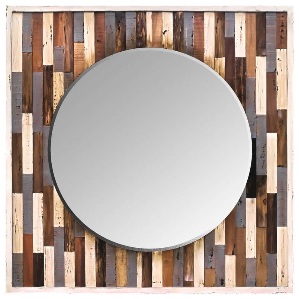 Country Pine Wall Mirror, Mirrored Rustic Wall Mirrors by