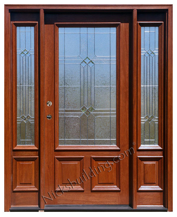 Design ideas for a mid-sized front door in Chicago with a single front door and a light wood front door.