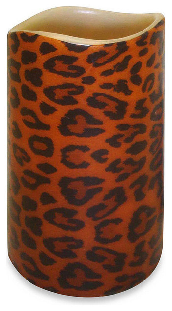 Leopard Print Flameless Led Flickering Pillar Candle With Remote Leopard Print Flameless Led Flickering Pillar Candle With Remote 6 75