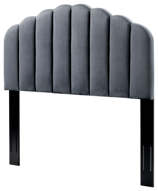 Headboard, Twin Size, Velvet, Dark Gray, Modern Contemporary, Bedroom Transitional