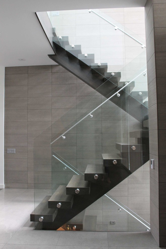 Open Riser Stairs - Modern - Staircase - Chicago - by Splash Carpentry ...