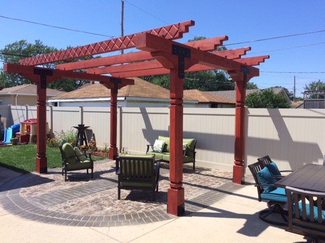 This is an example of a backyard patio in Chicago with a pergola.