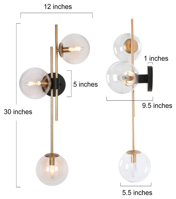 LNC 3-Light Up/Down Modern Matte Globe Wall Sconces - Contemporary ...