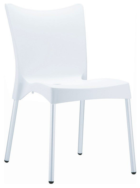 Pemberly Row Contemporary Resin Patio Dining Chair in White Outdoor